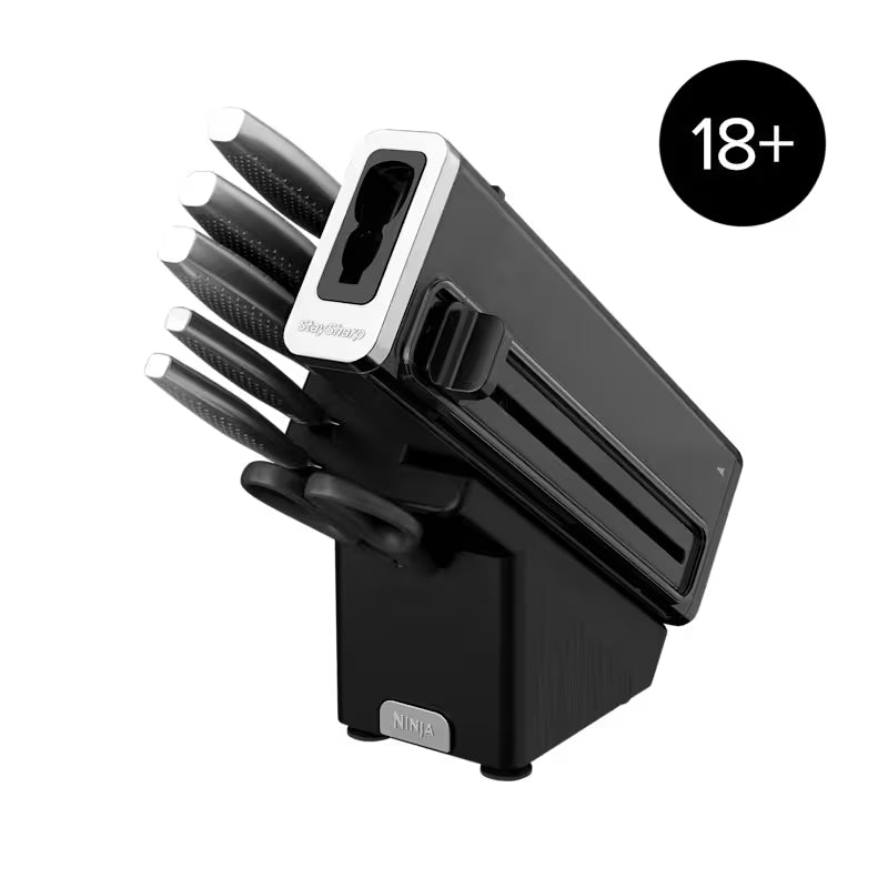 Ninja StaySharp Stainless Steel Knife Block with Integrated Sharpener – 6-Piece Set