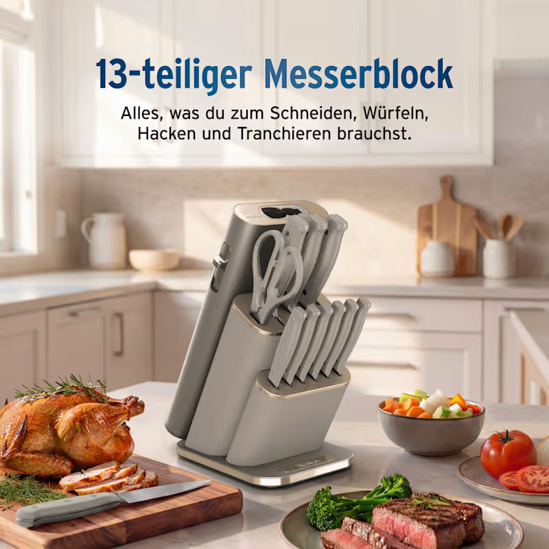 Ninja StaySharp 13-Piece Knife Block Set with Removable Knife Sharpener – Stone Gold