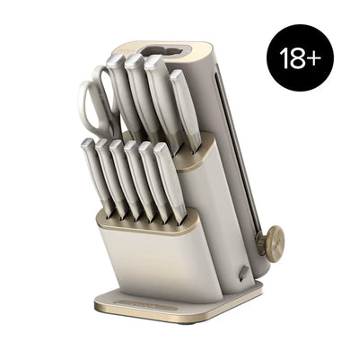 Ninja StaySharp 13-Piece Knife Block Set with Removable Knife Sharpener – Stone Gold