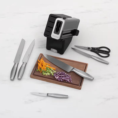 Ninja StaySharp Stainless Steel Knife Block with Integrated Sharpener – 6-Piece Set