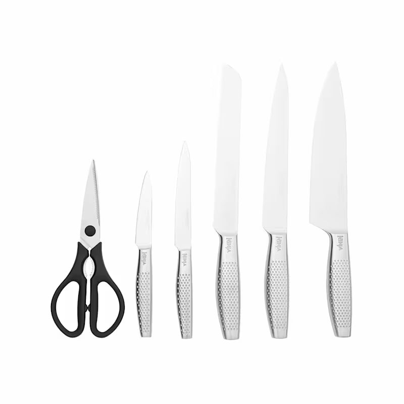Ninja StaySharp Stainless Steel Knife Block with Integrated Sharpener – 6-Piece Set