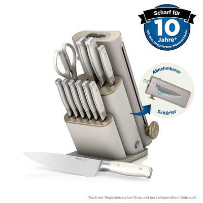 Ninja StaySharp 13-Piece Knife Block Set with Removable Knife Sharpener – Stone Gold
